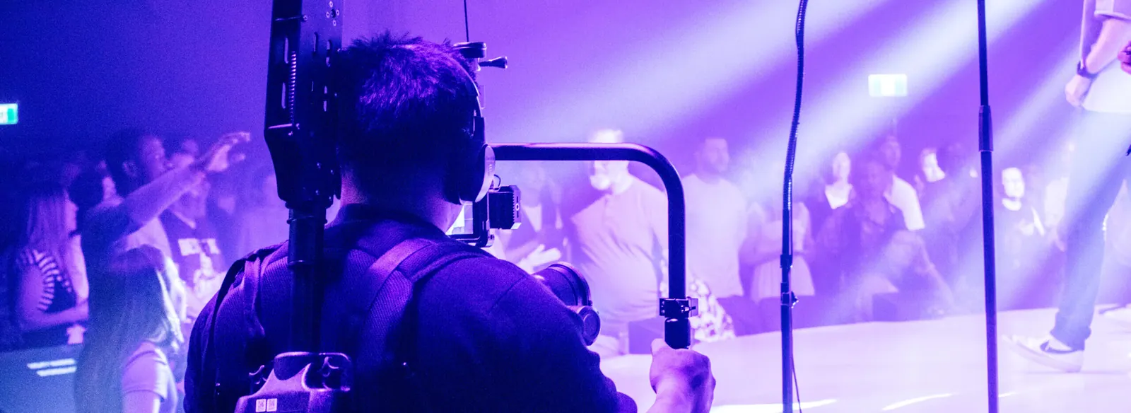 A camera operator during a live worship service