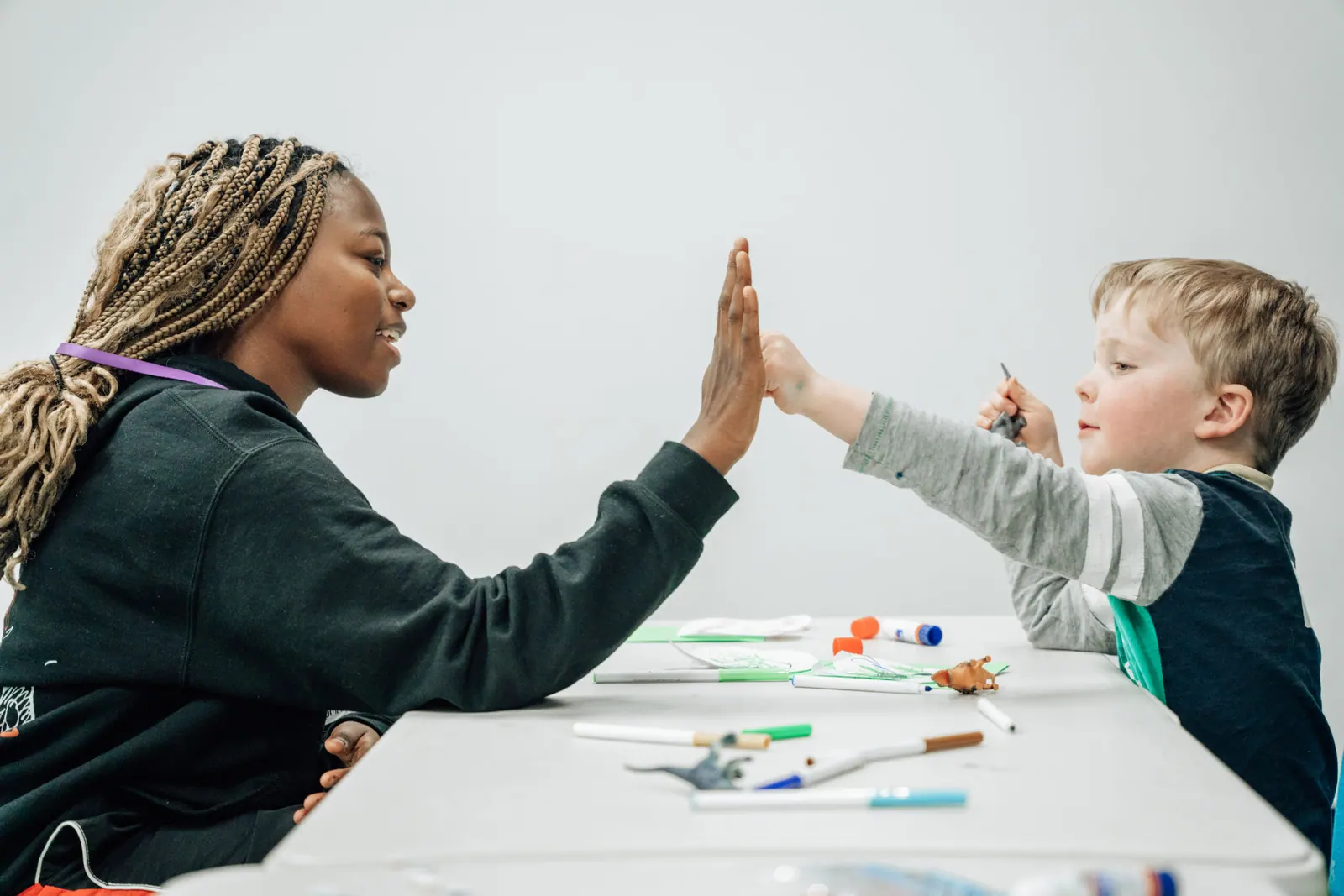 Volunteer with a child